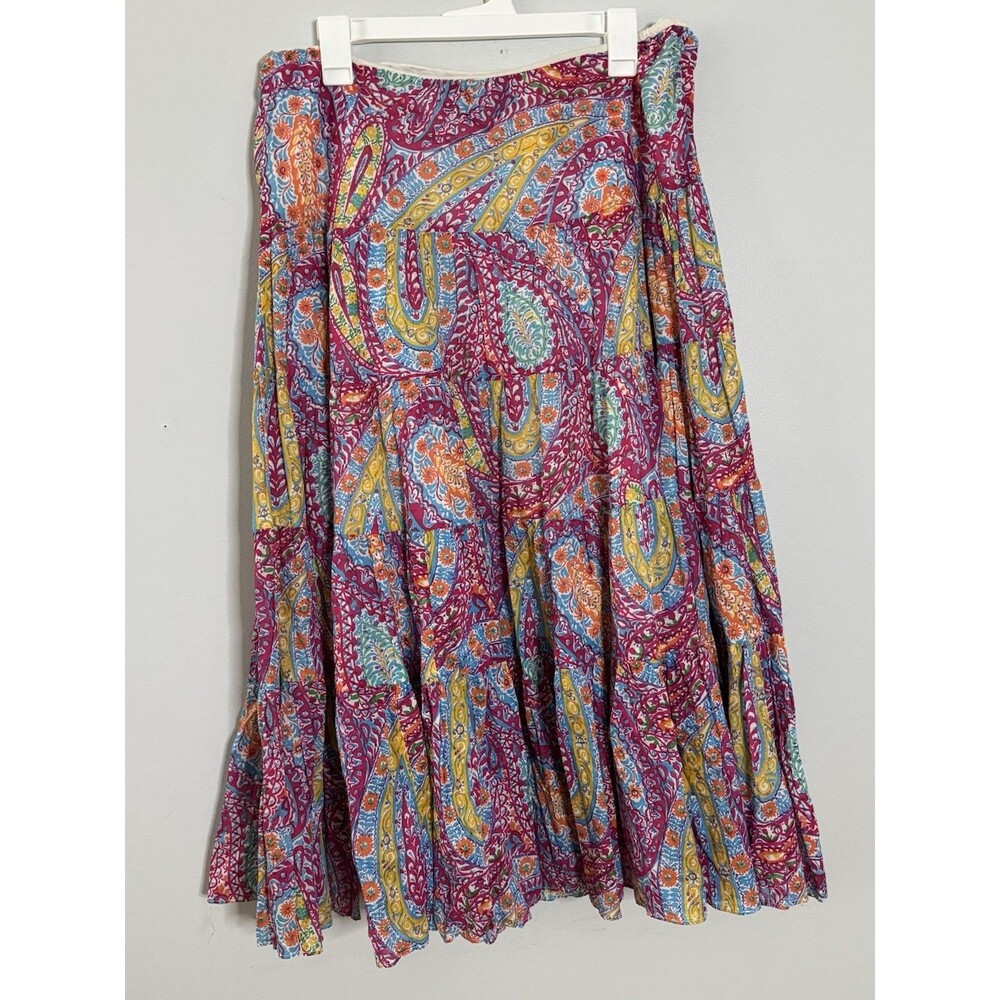 Ralph Lauren Paisley Tiered Maxi Skirt  Boho Cottagecore Festival Gypsy Sz PL
